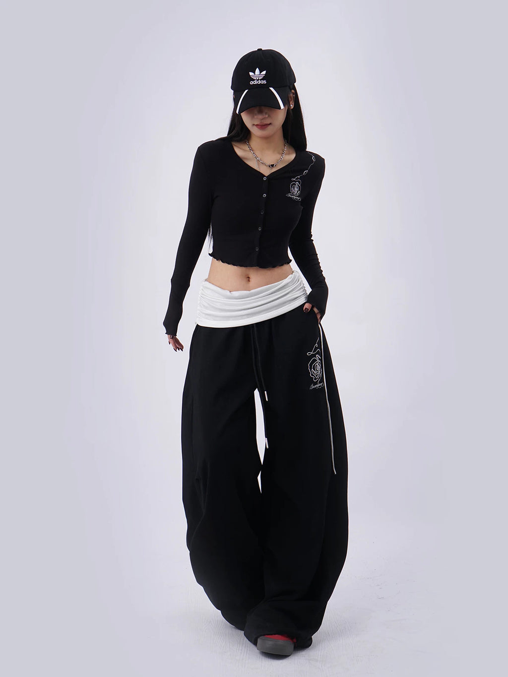 SAMUSAN V-neck Single-breasted Short Long Sleeve