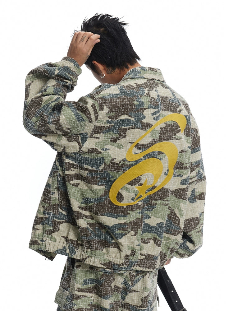 CoosRetro Embroidered Washed Polished Camouflage Jacket