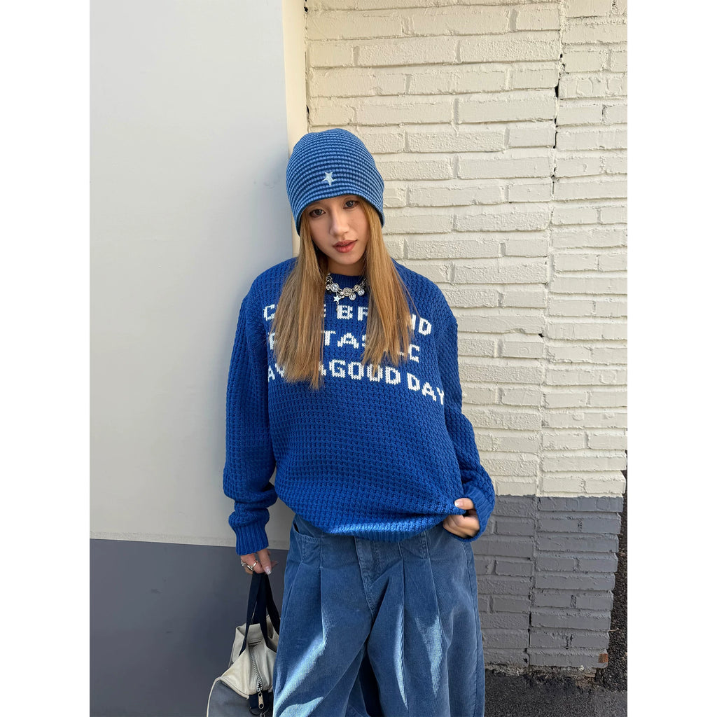 CCYE English Alphabet Crew Neck Knitted Sweater
