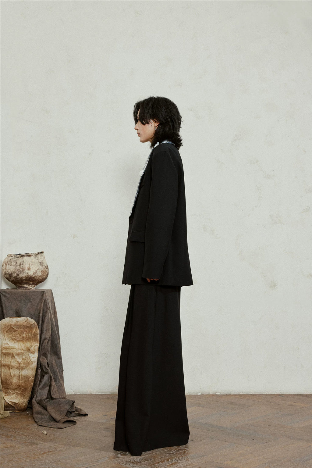 SUNYVONNE Flower Lace Collar Spliced Blazer