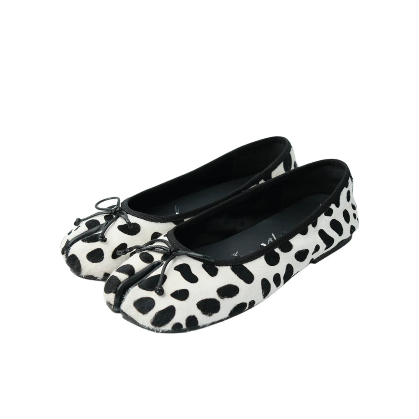Mooreyu Polka Dot Bow Split-toe Shallow-mouth Flats