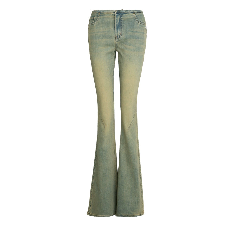ABMY Retro Washed Slim and Thin Stretch Flared Pants