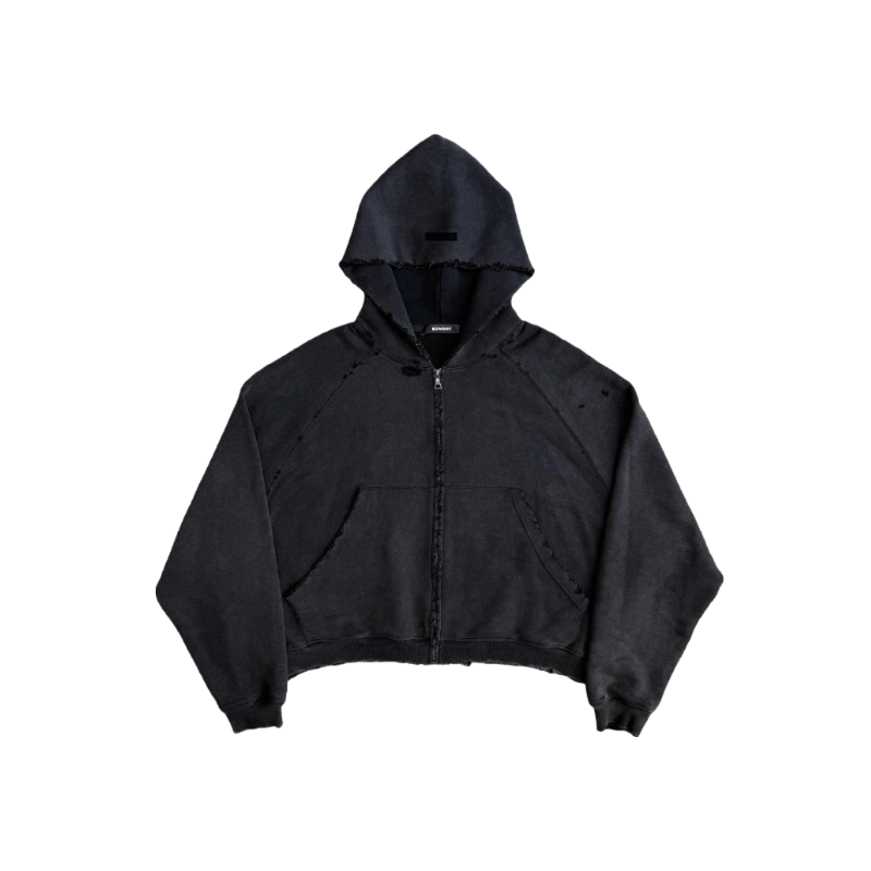 KONOOT Short and Wide Cut Cardigan Hooded Sweater