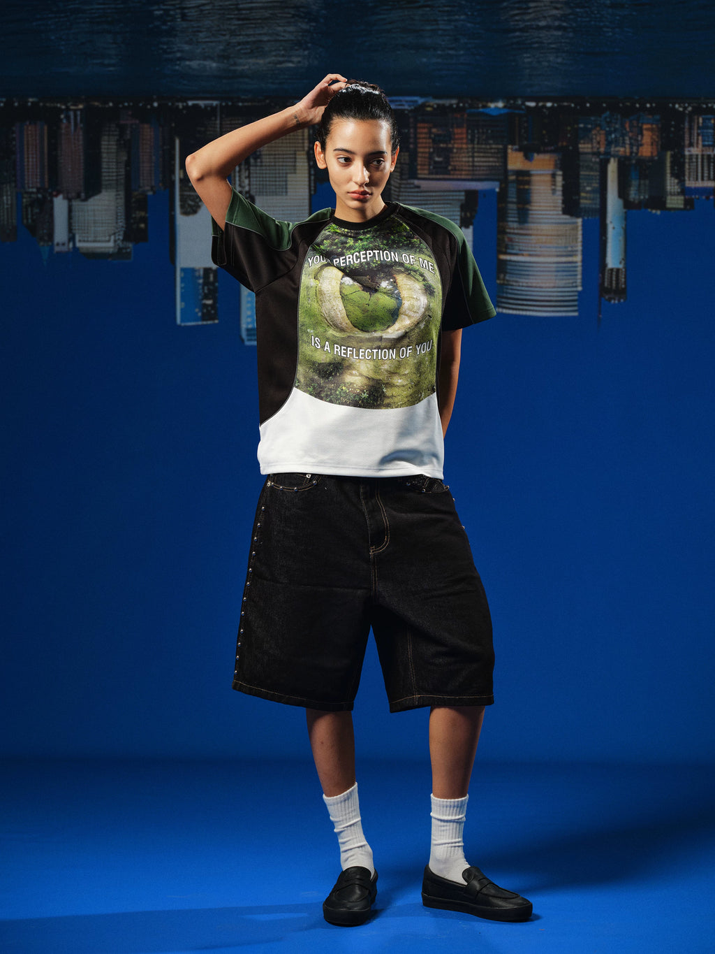 WebSurfGroup Green Mirror Mesh Loose Sports Tee