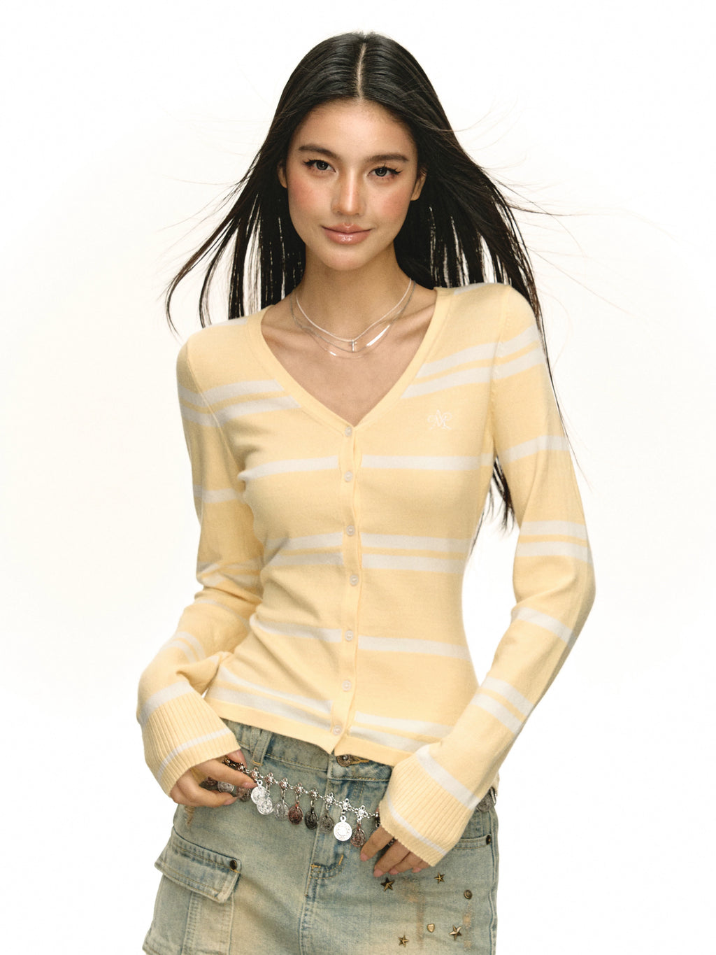 Ariseism Vintage V-Neck Knitted Cardigan