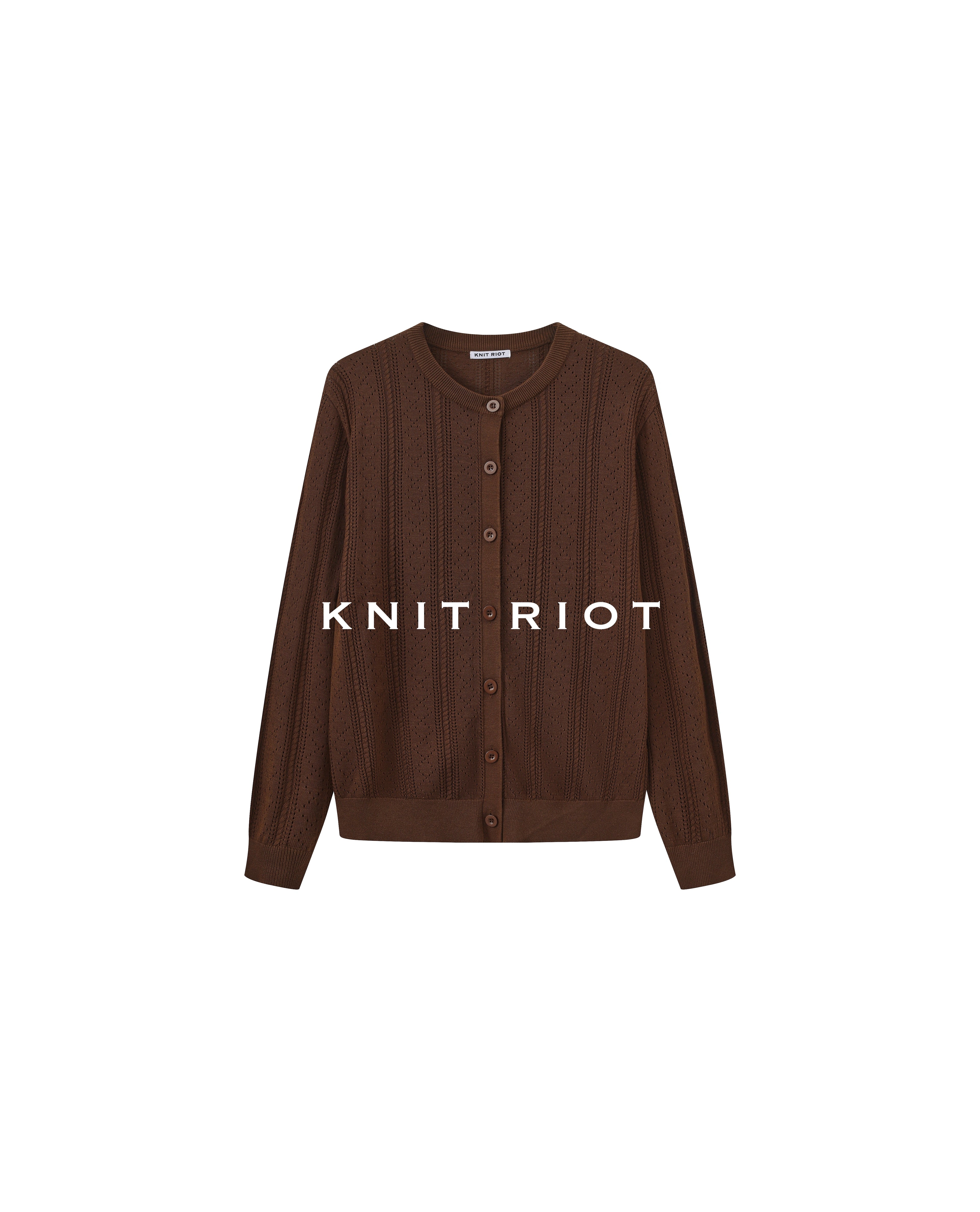 KNITRIOT Hollow Twisted Breathable Knitted Long-sleeved Cardigan