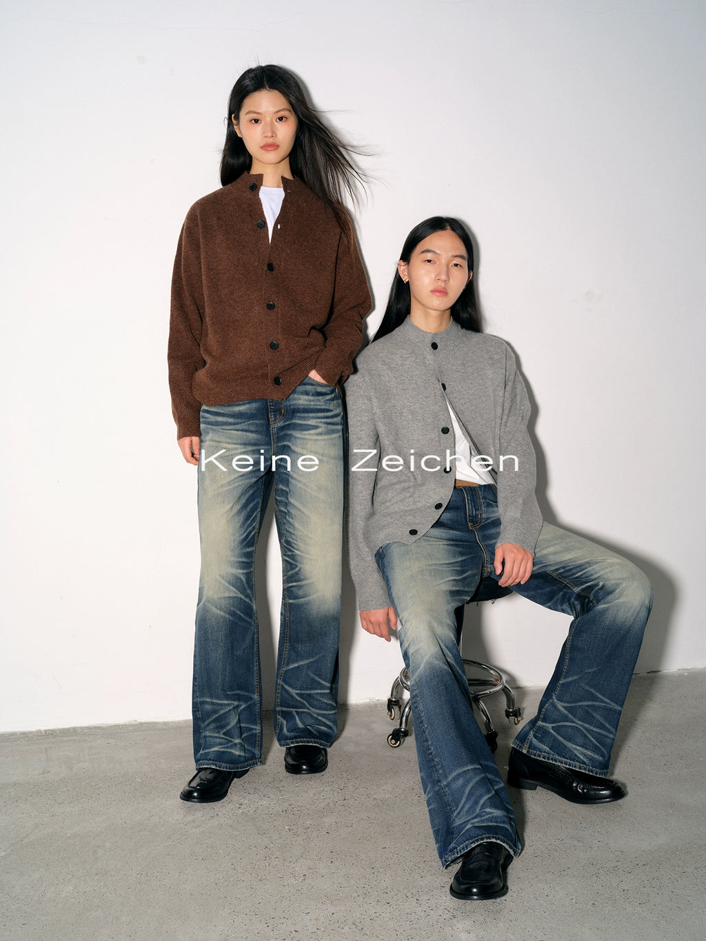 NO LOGO Loose Straight Progressive Blue Retro Jeans