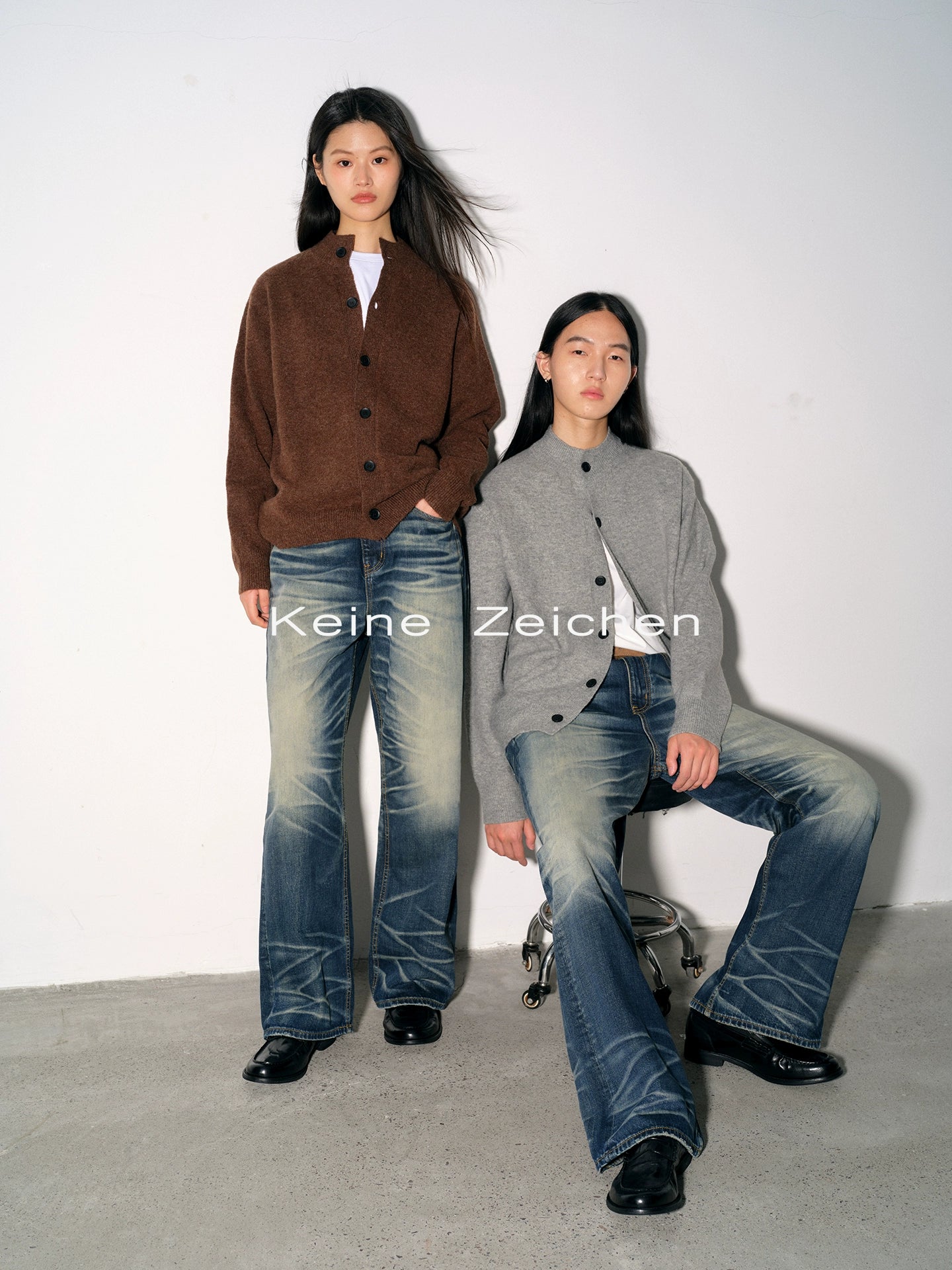 NO LOGO Loose Straight Progressive Blue Retro Jeans