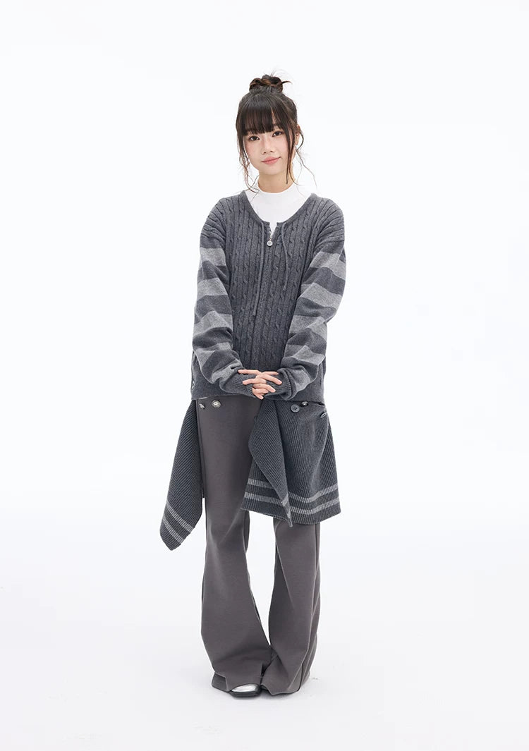 MOMSAYCAN Striped Sweater Cardigan