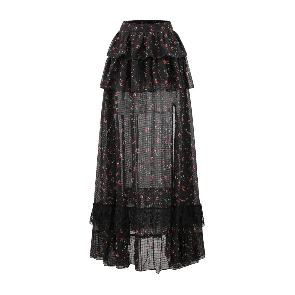 Barb Chill Floral Lace Skirt Two-piece Set