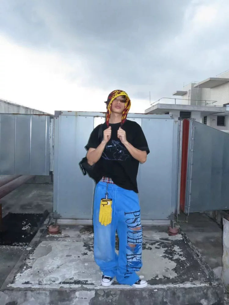 CHAI Cut and Faded Loose Trousers Sweatpants