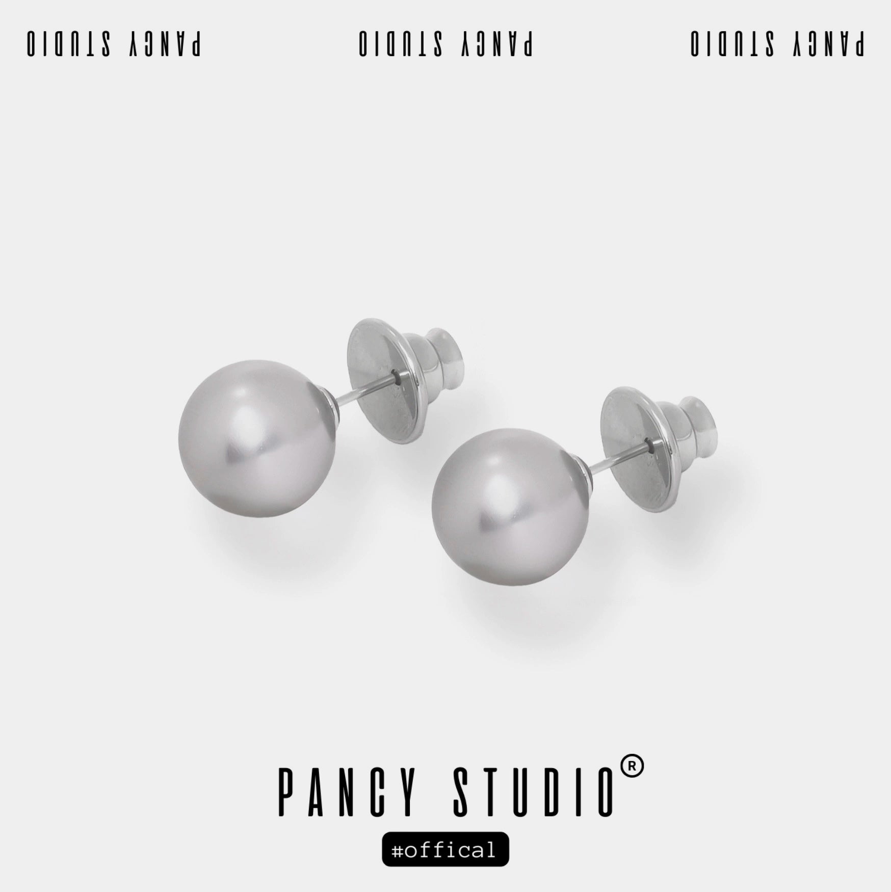 PANCY Low-key Elegant Silver Gray Pearl Stud Earrings