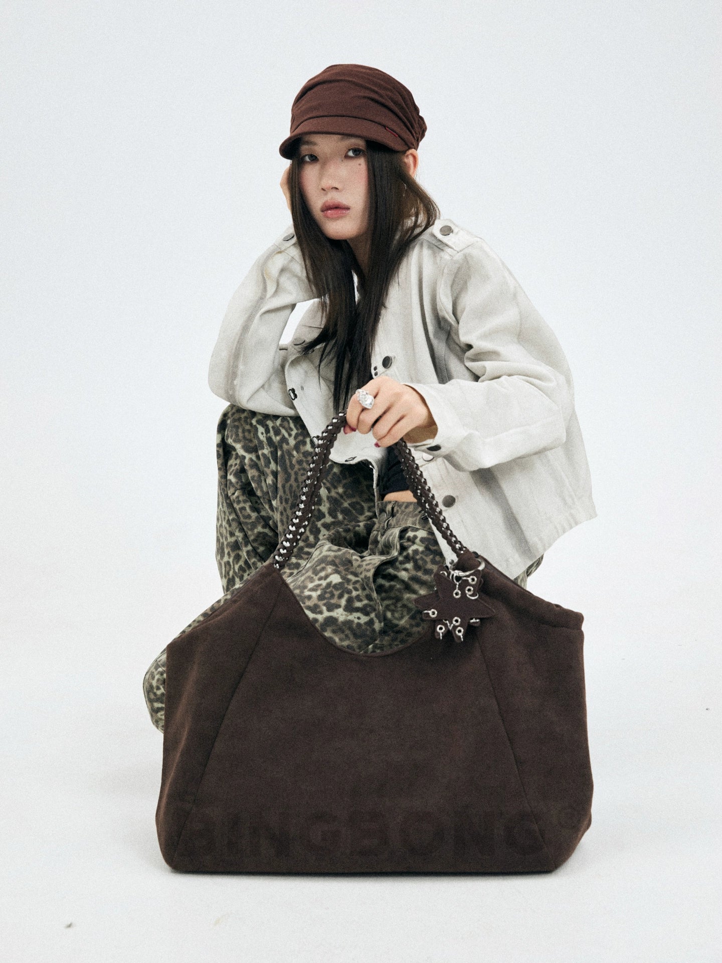 BINGBONG Suede Large Capacity Shoulder Bag