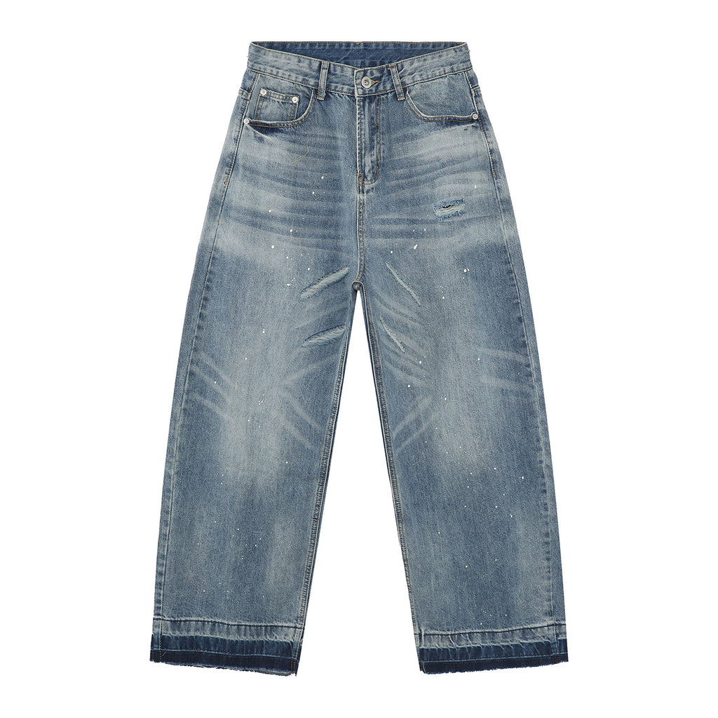 MTLCLOTHES Frayed Rough Trousers Scimitar Jeans
