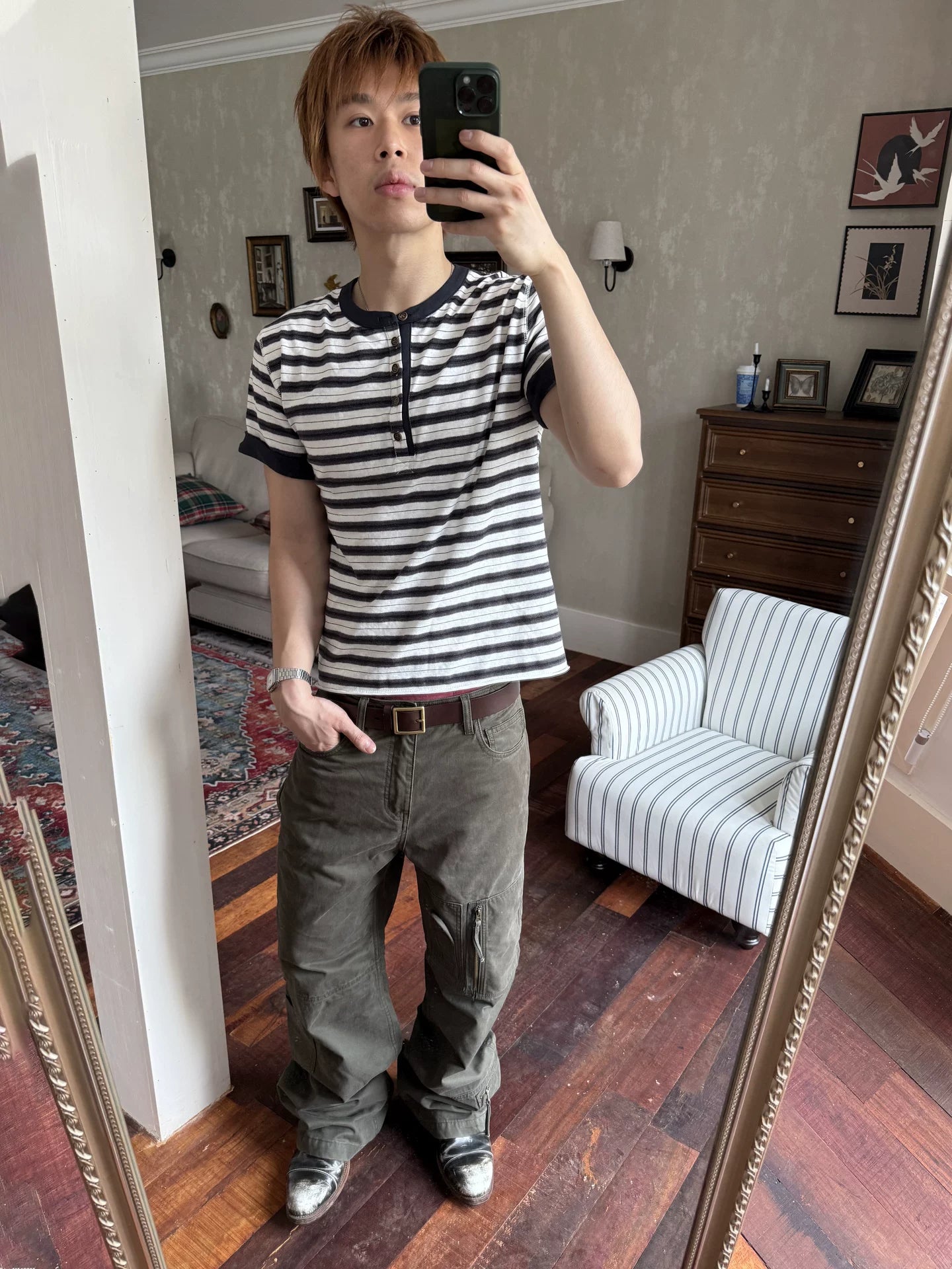 TREclub Vintage Contrast Striped Versatile Tee