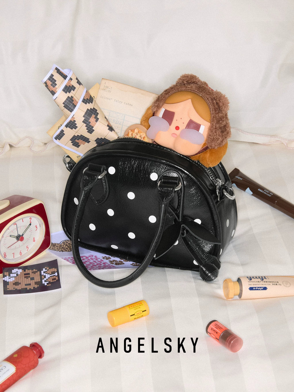 ANGELSKY Retro Polka Dot Messenger Bag