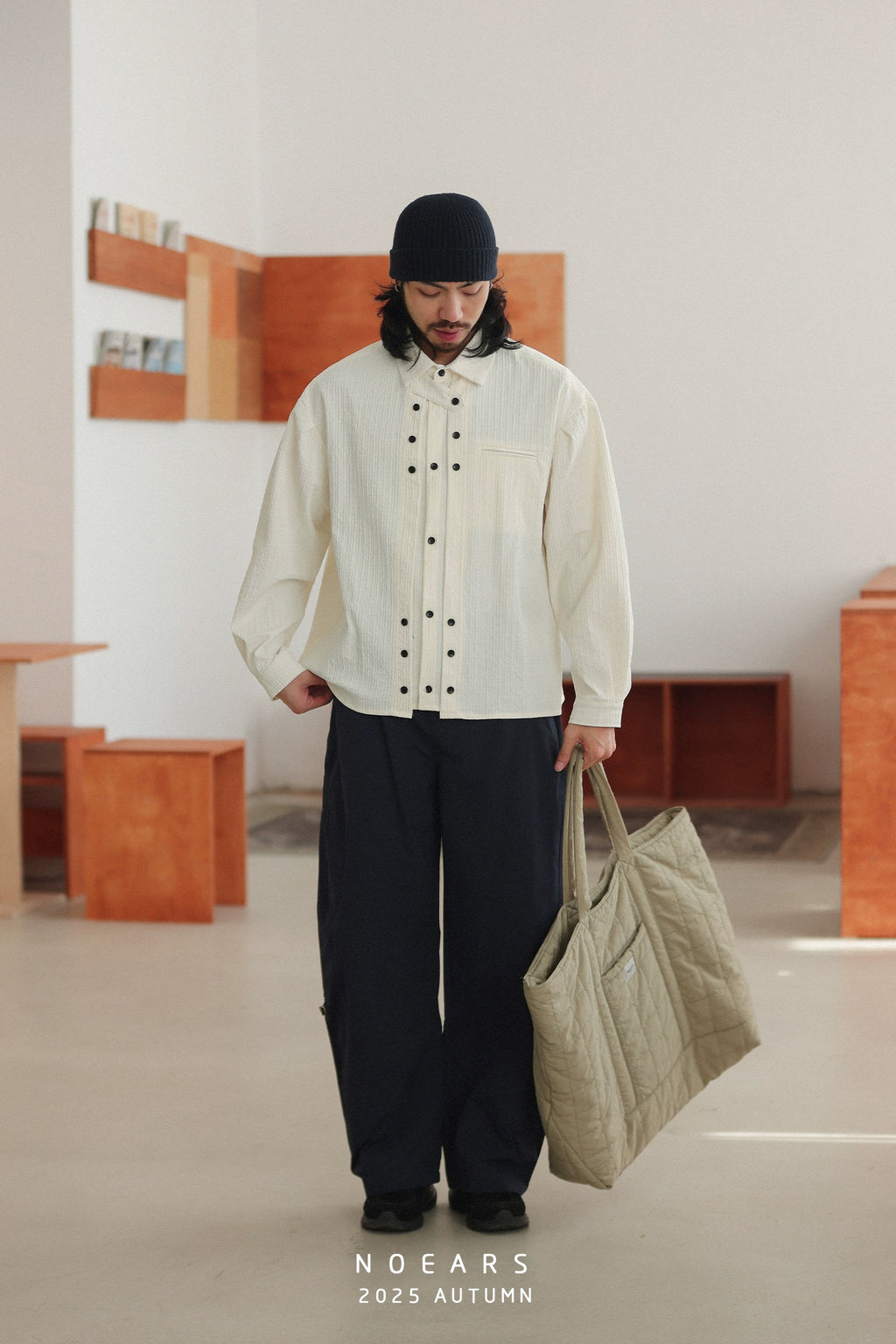 NOEARS Japanese Retro Loose Square Collar Shirt