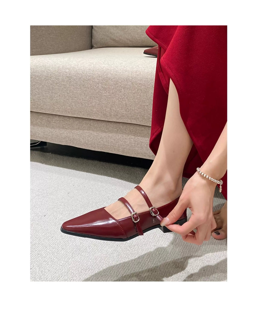 CHRNDXEE Square Head Retro Double Buckle with Light Mouth Single Shoes