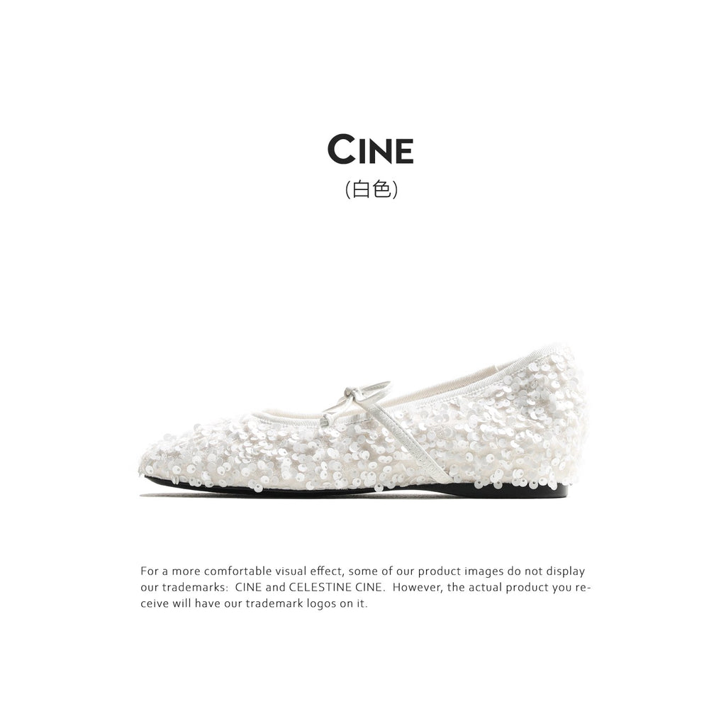 Cebostin Bow Inner Heightening Sequined Shoes