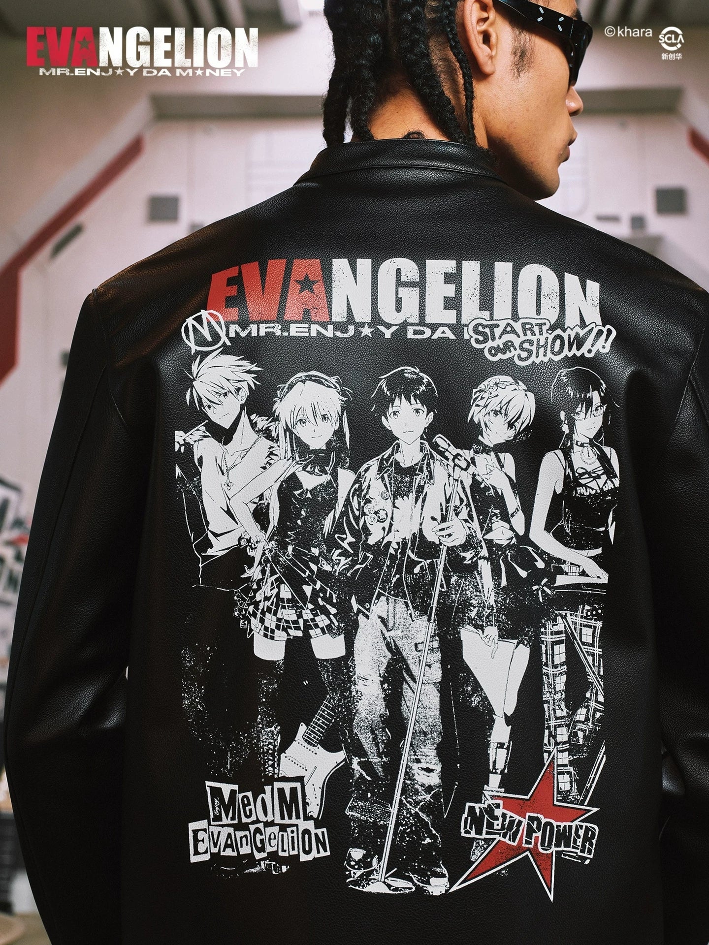 MEDM Flame Print Casual Zip Leather Jacket