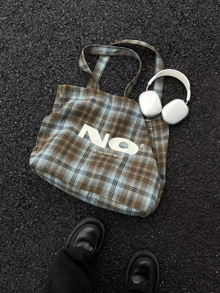 TGNS Vintage Commuter Plaid Canvas Bag