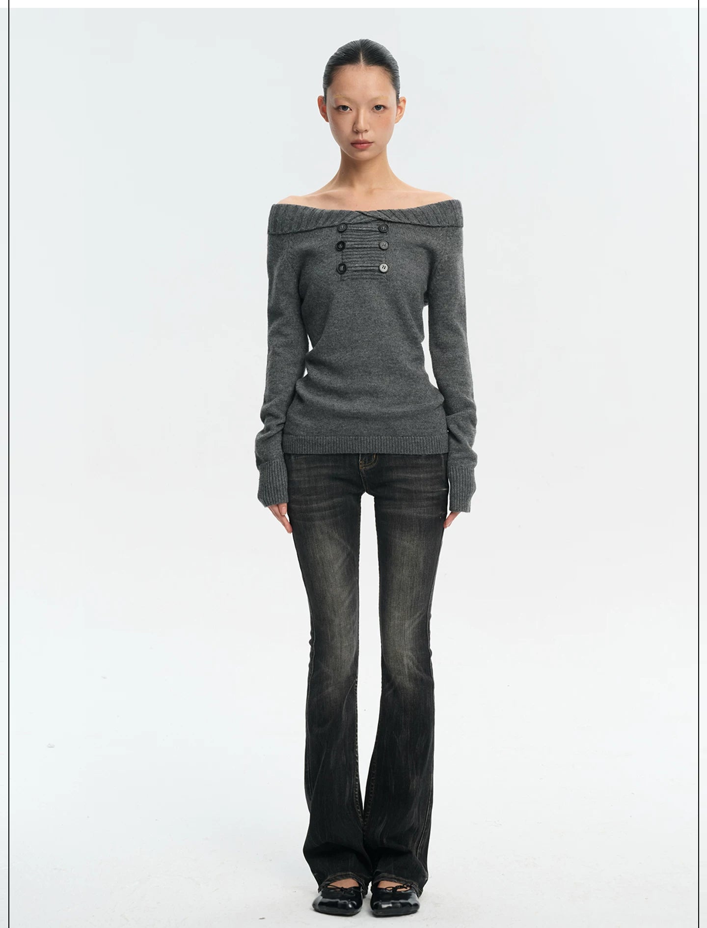 LINY LIBERTY Vintage One-word Shoulder Sweater