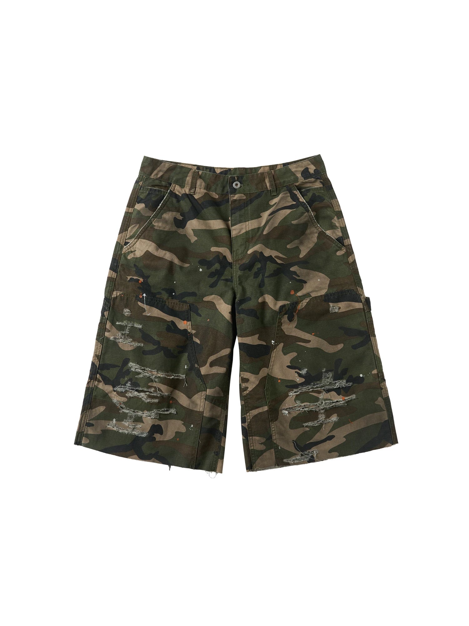 SAXGENWON Ink Splashing Camouflage Loose Tooling Shorts