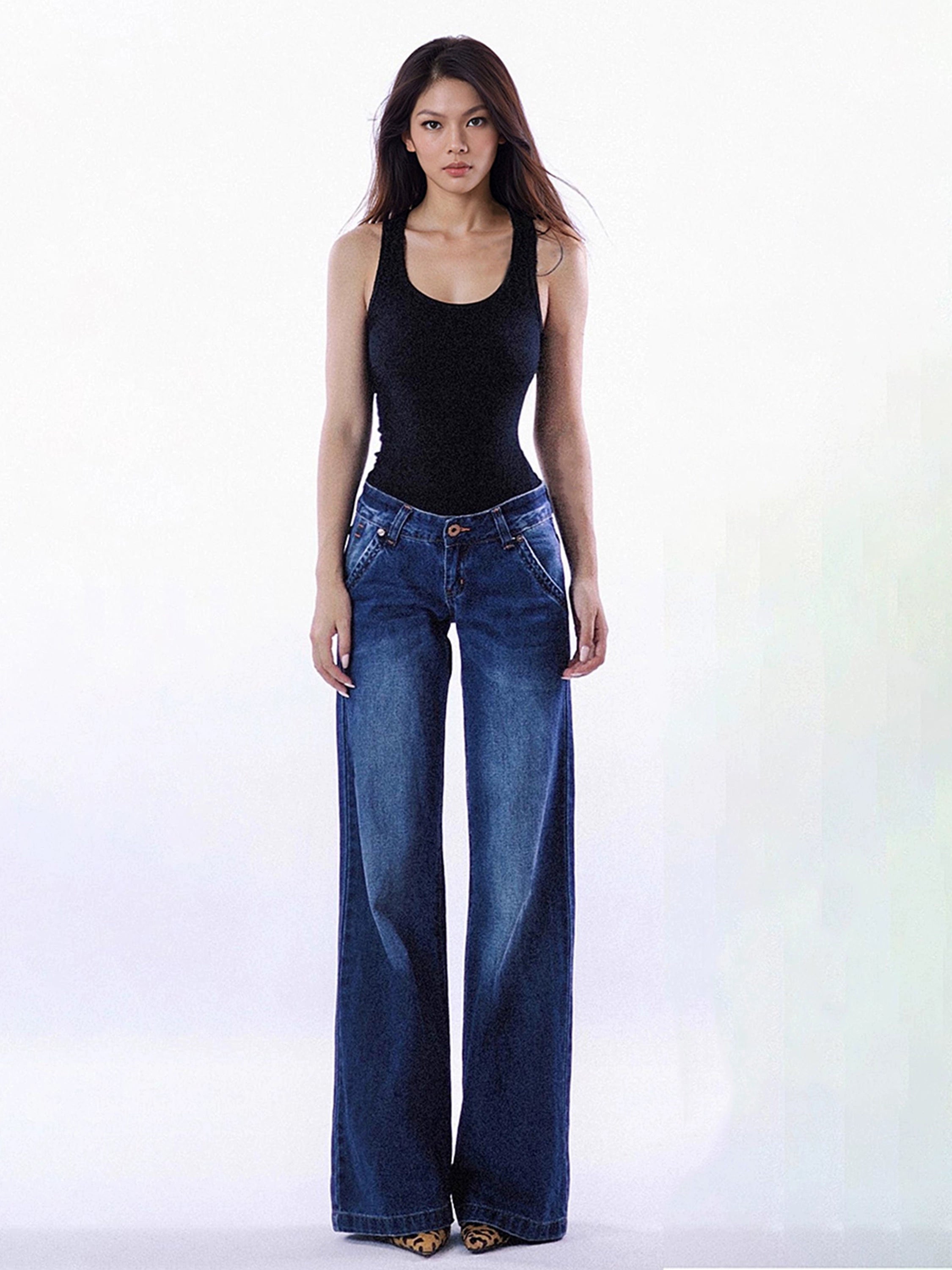 SHESEEK Vintage Spice Girl Low Waist Skinny Straight Jeans