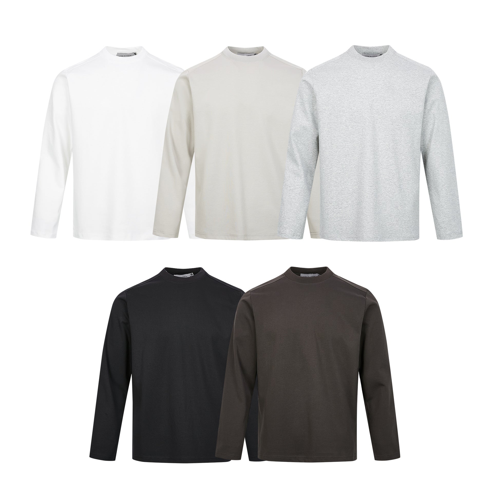 MADEEXTREME Solid Color Soft  Crew Neck 240g Long Sleeve Tee