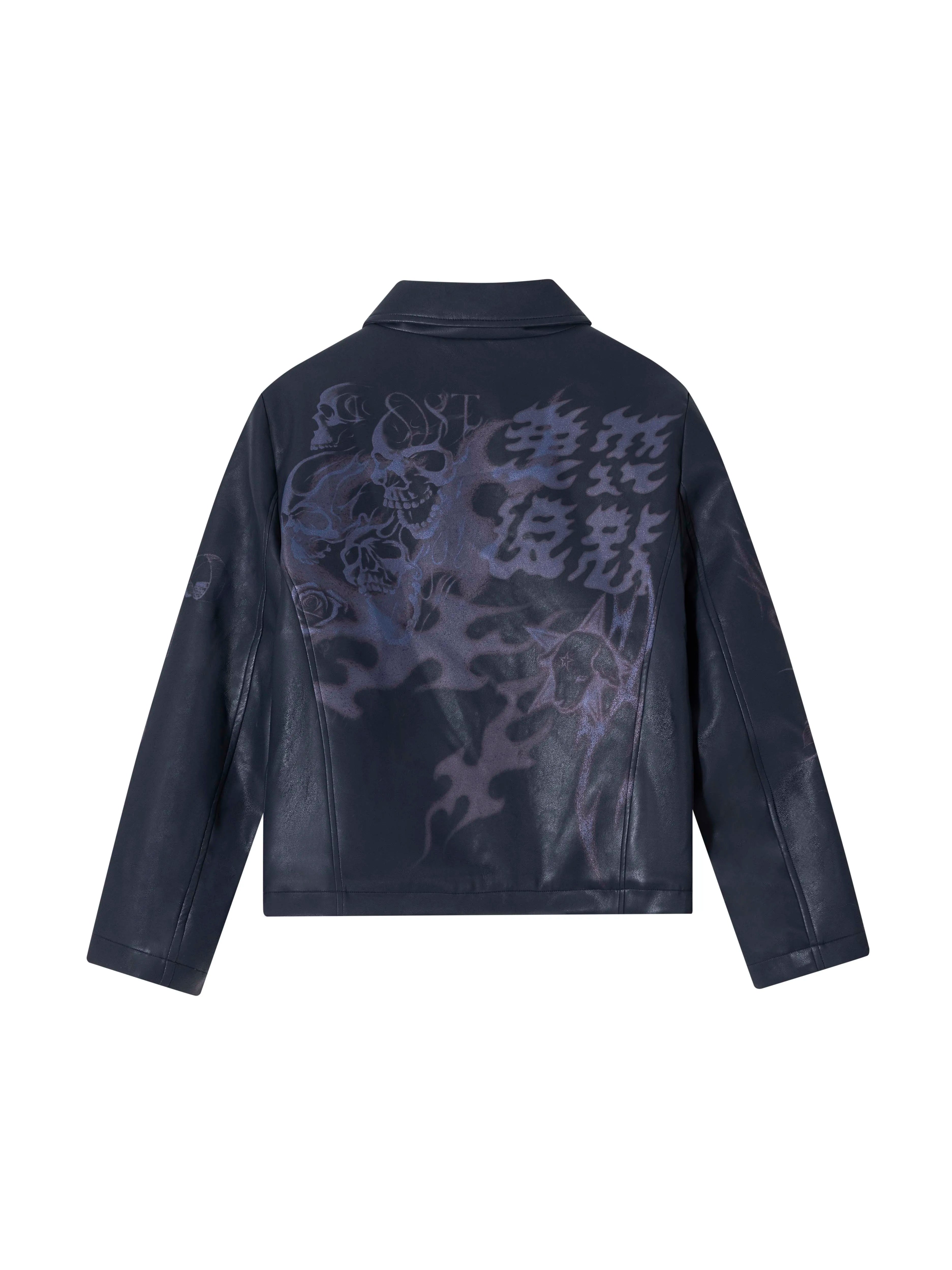 VETERANBOI TATOO PRINT LEATHER JACKET