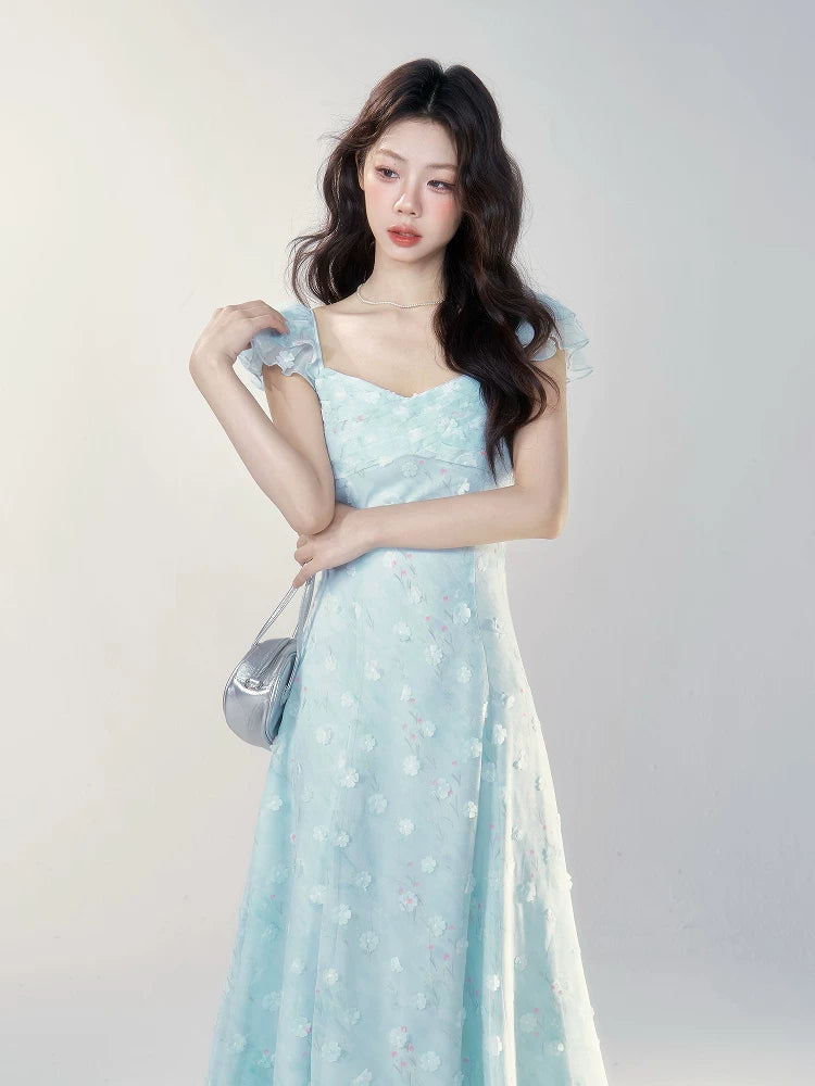 Wildberry Temperament Sweet Floral Waist Dress