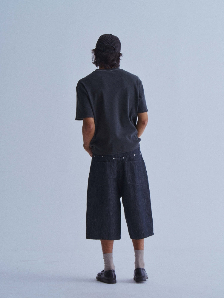 LIBERAFIT Primary Color Linen Cotton Silhouette, Seven-point Original Denim Shorts