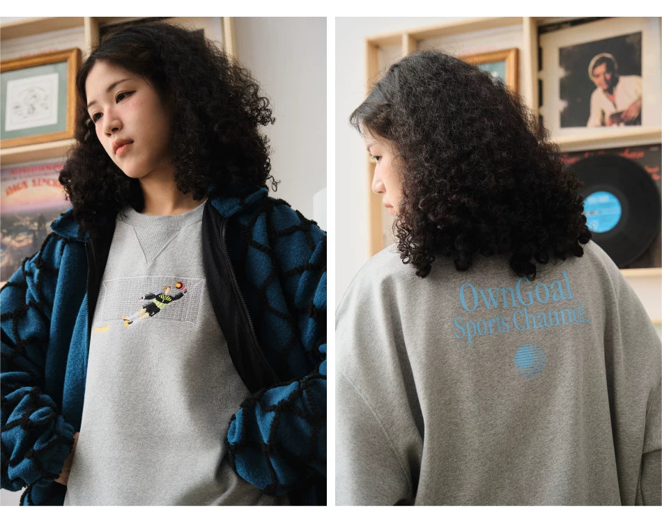 Battles Oolong Ball Sports Channel Crew Neck Penalty Embroidered Sweater