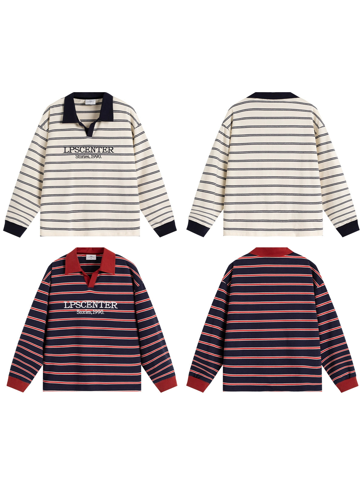 Loopsoon Vintage Striped Contrasting Polo Shirt