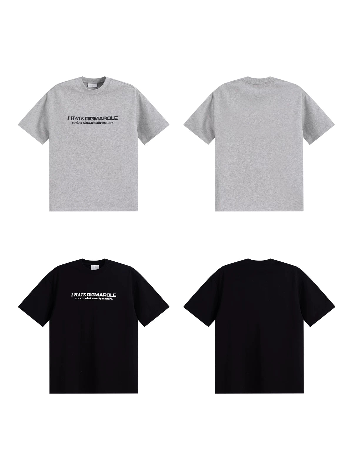 Loopsoon Letter Print Loose Round Neck Tee
