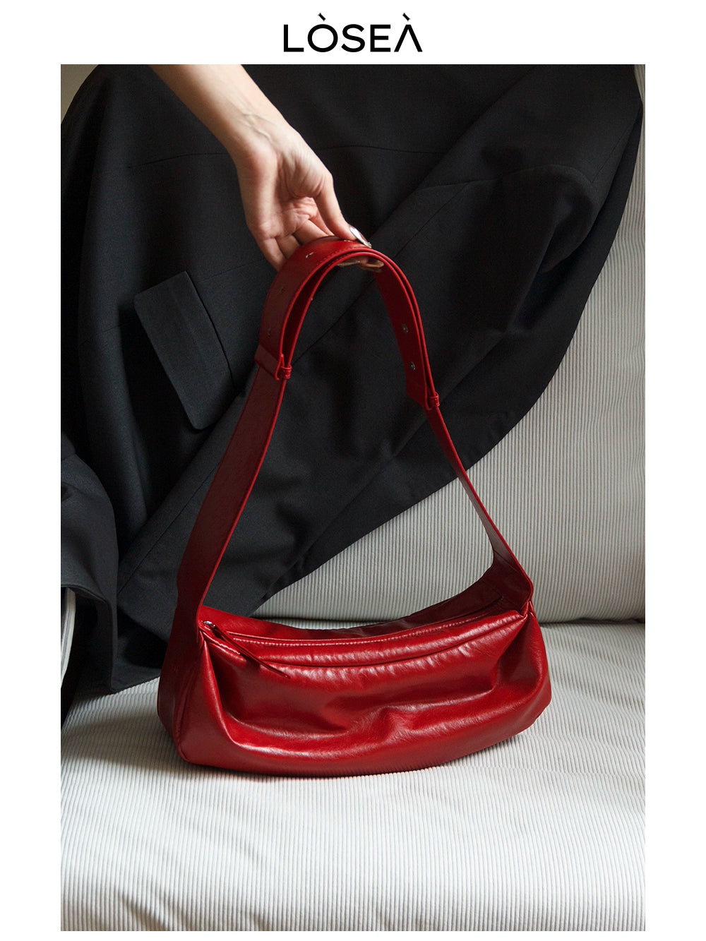 LOSEA Minimalist Retro Soft Leather Shoulder Crossbody Armpit Bag