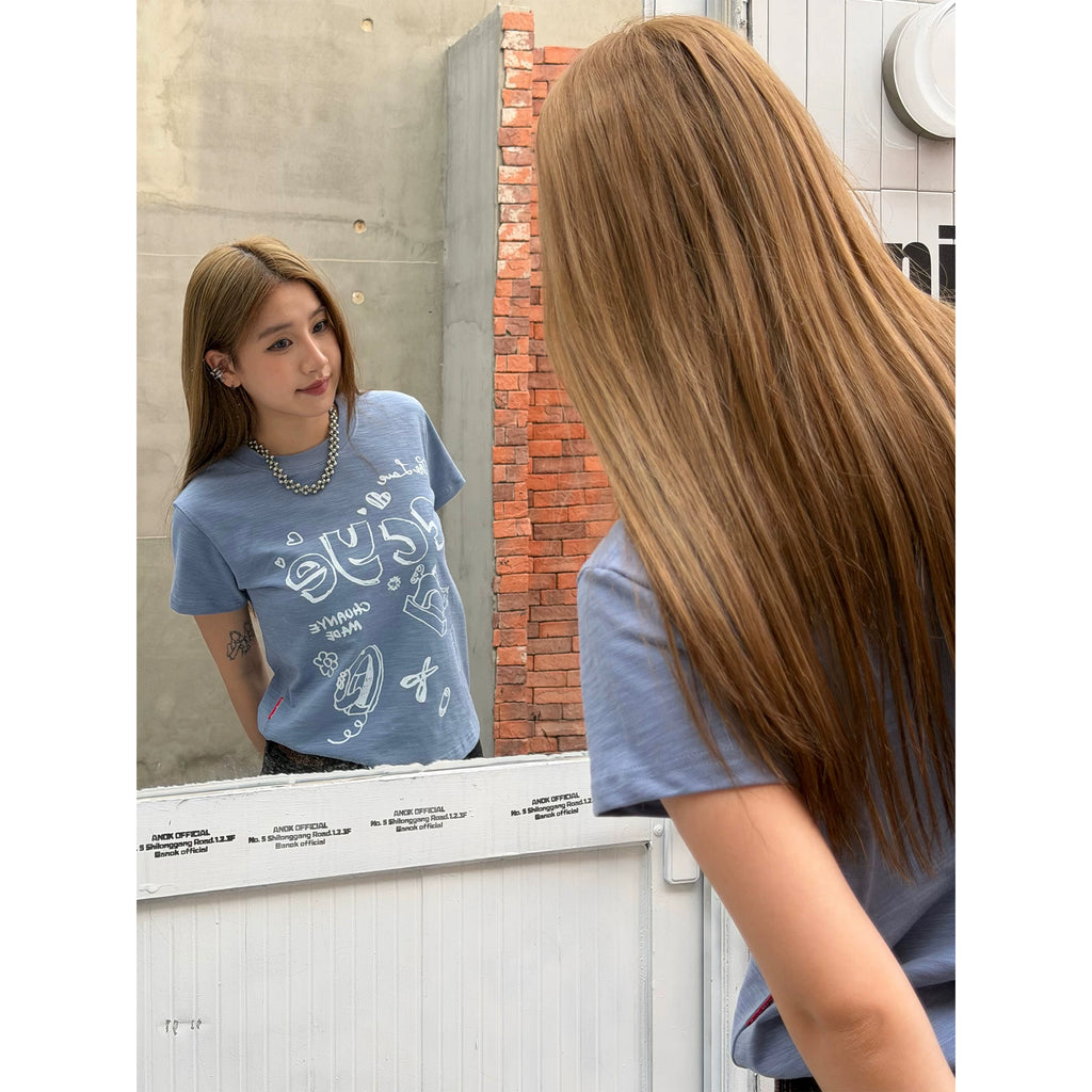 CCYE Fun Print Front Shoulder Versatile Tee