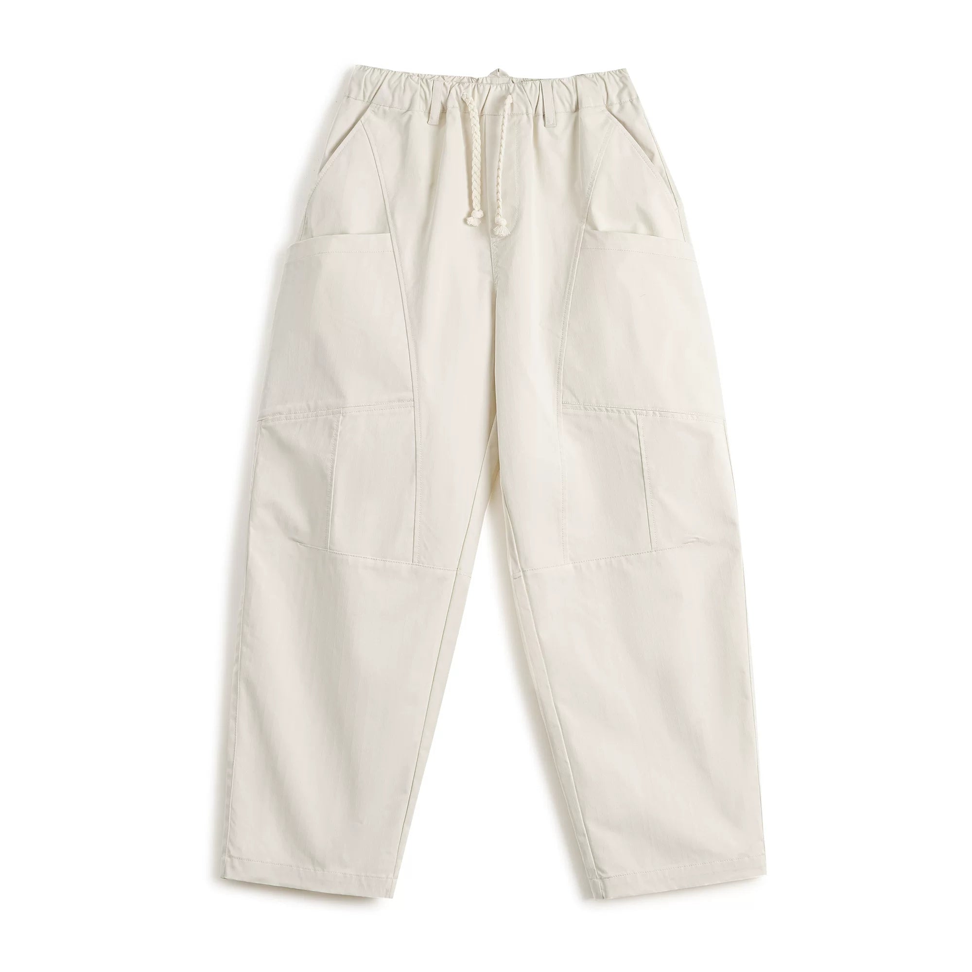 Madden Deconstructed White Drawstring Elastic Waisted Slacks