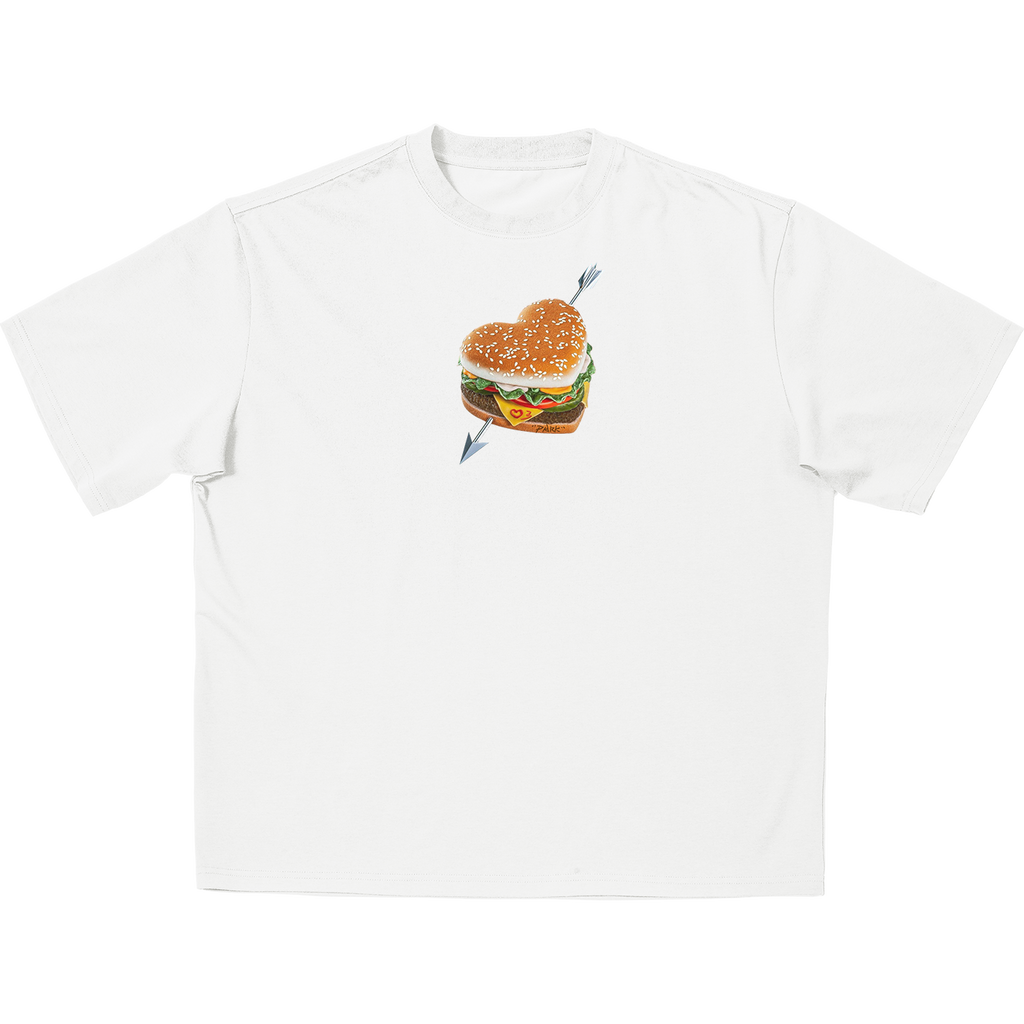 O3PARK Loose and Versatile "Love Burger" Printed Tee