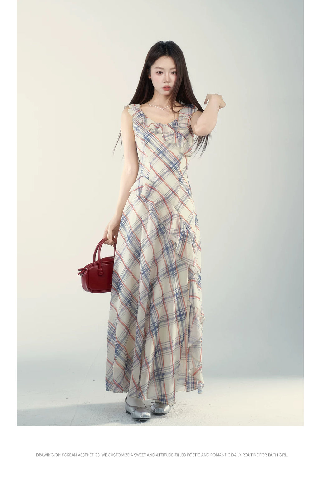Wildberry V Neck Plaid Waist Dress