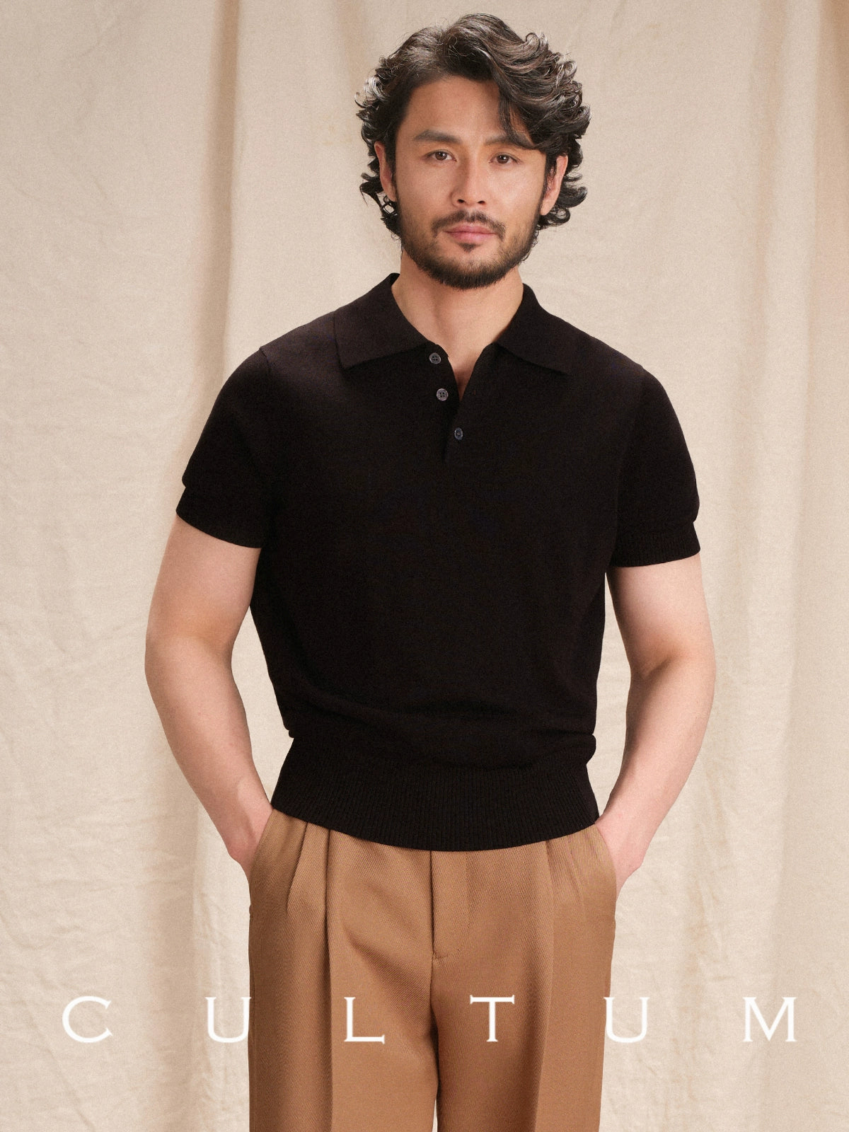 CULTUM  Breathable Knitted Polo Shirt Short Sleeve