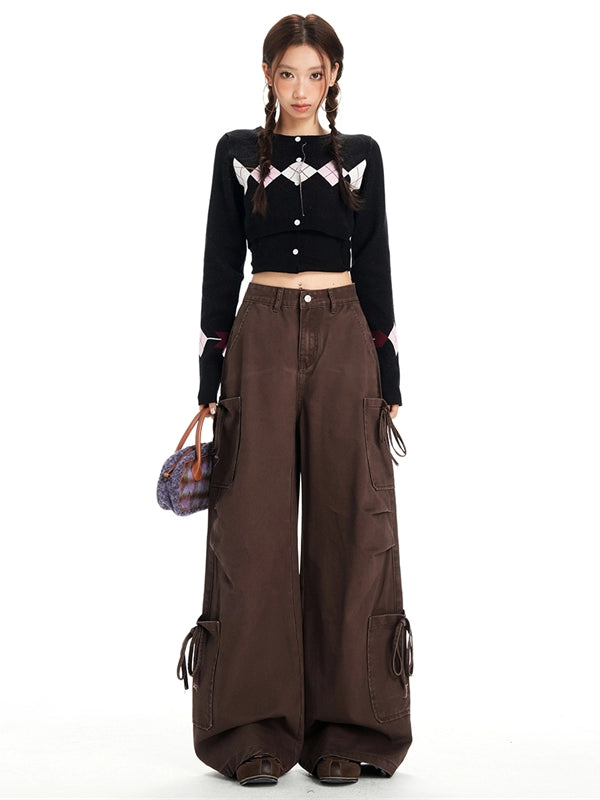 KPSR Three-dimensional Strap-up Pleated Jeans