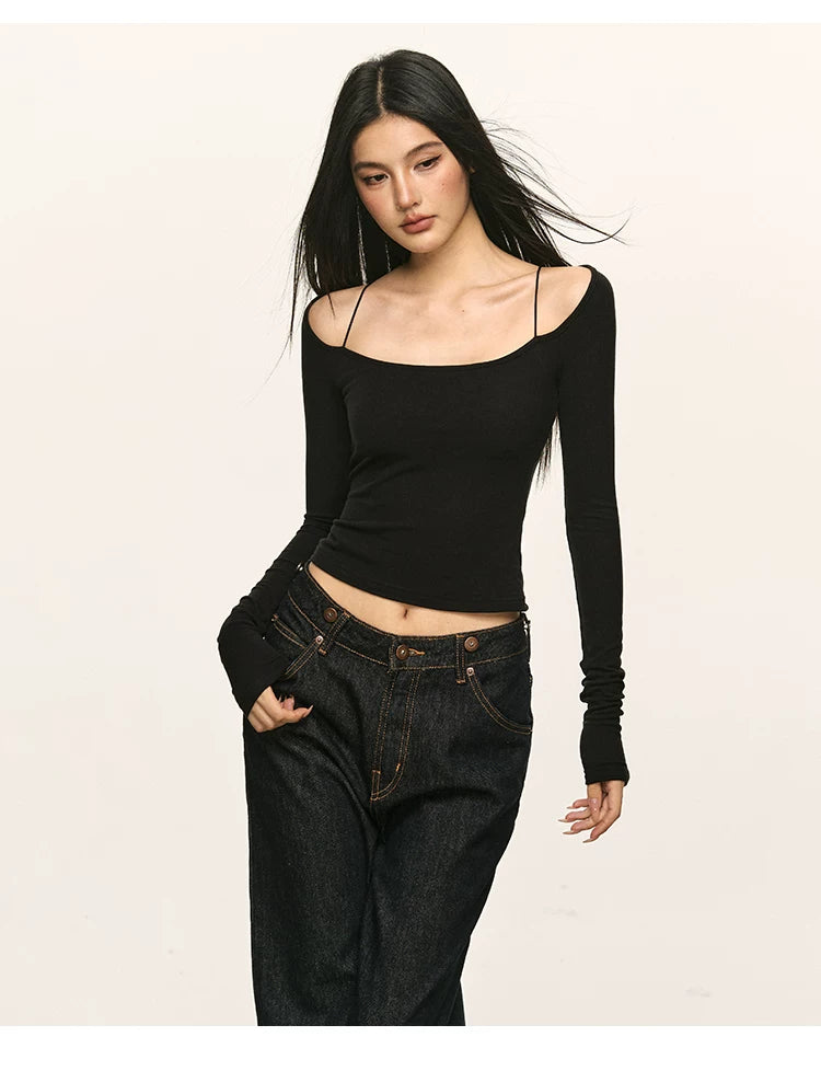 Anna Aneae Slim Off-Shoulder Short Long Sleeves