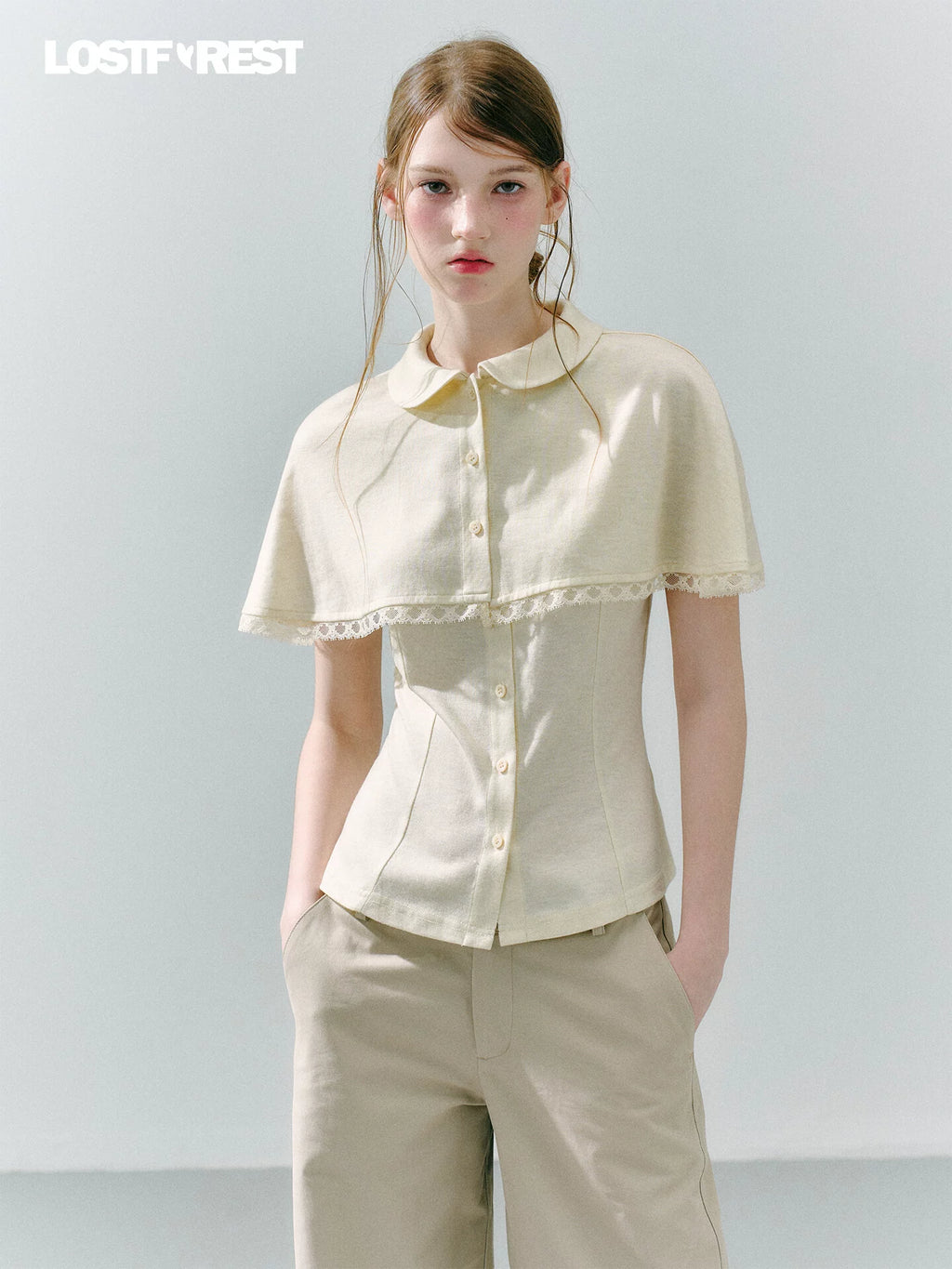 LOST FOREST Skinny Skin-friendly Cloak Integrated Tee