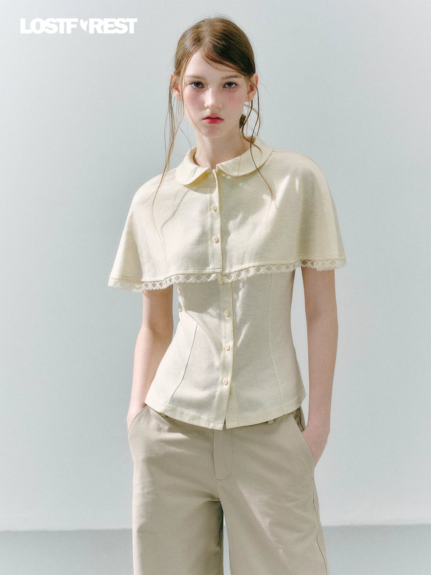 LOST FOREST Skinny Skin-friendly Cloak Integrated Tee