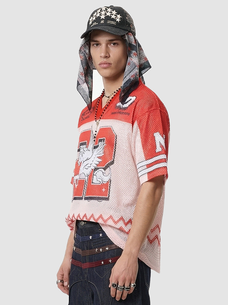 Inflation Contrasting Color Breathable Casual Tee