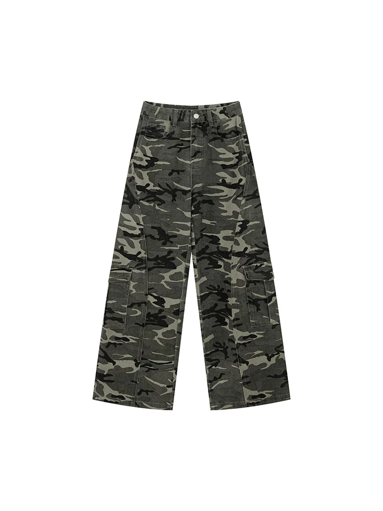 KANO Camouflage Print Wide-leg Cargo Pants