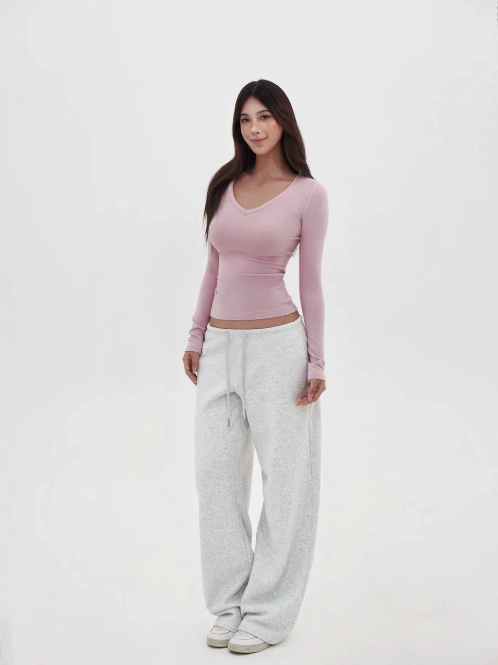 Jim KennetV Neck Stretch Bottom Long Sleeve Top