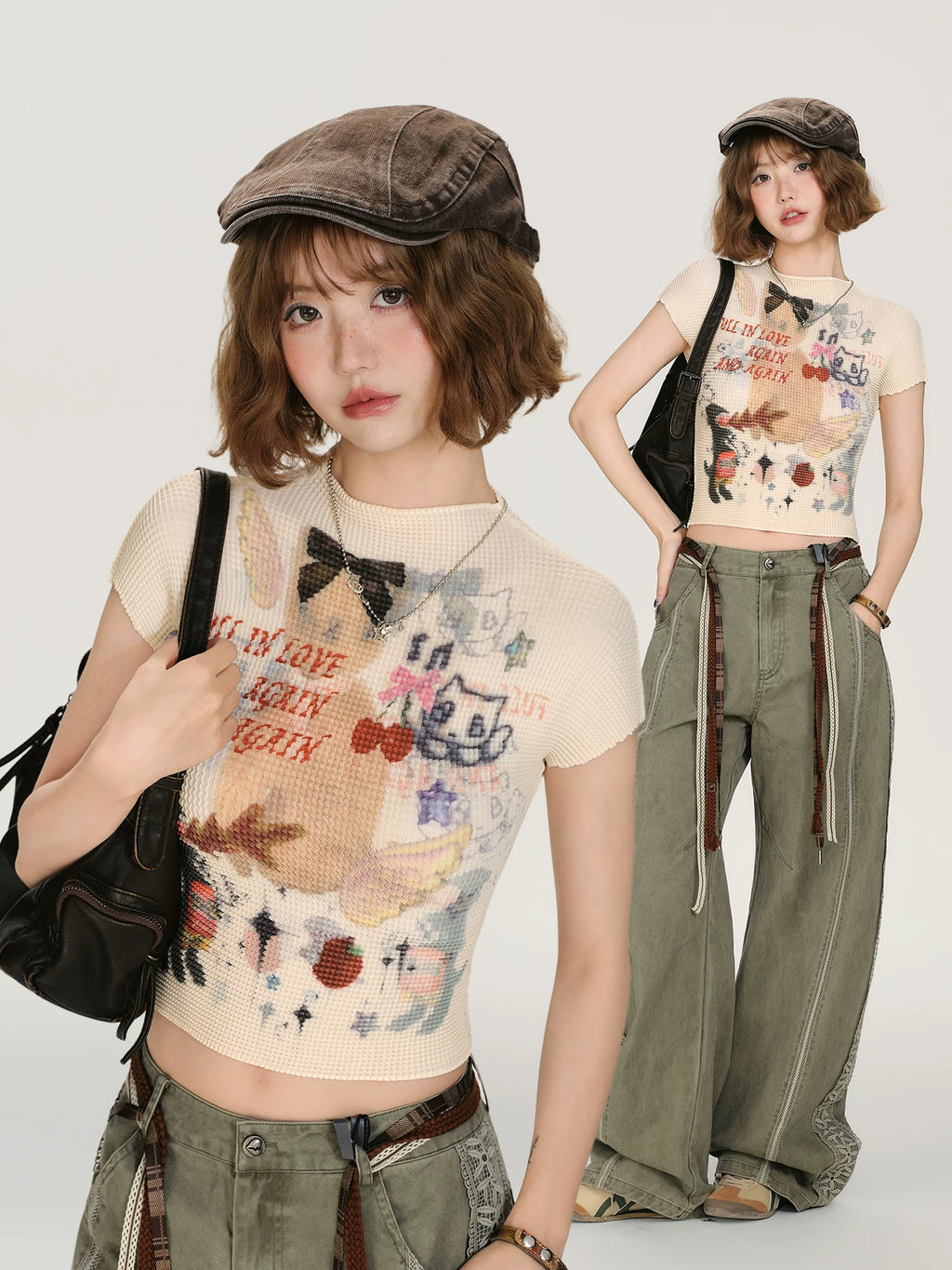 Girlyhalo Vintage Short Slim Fit Tee