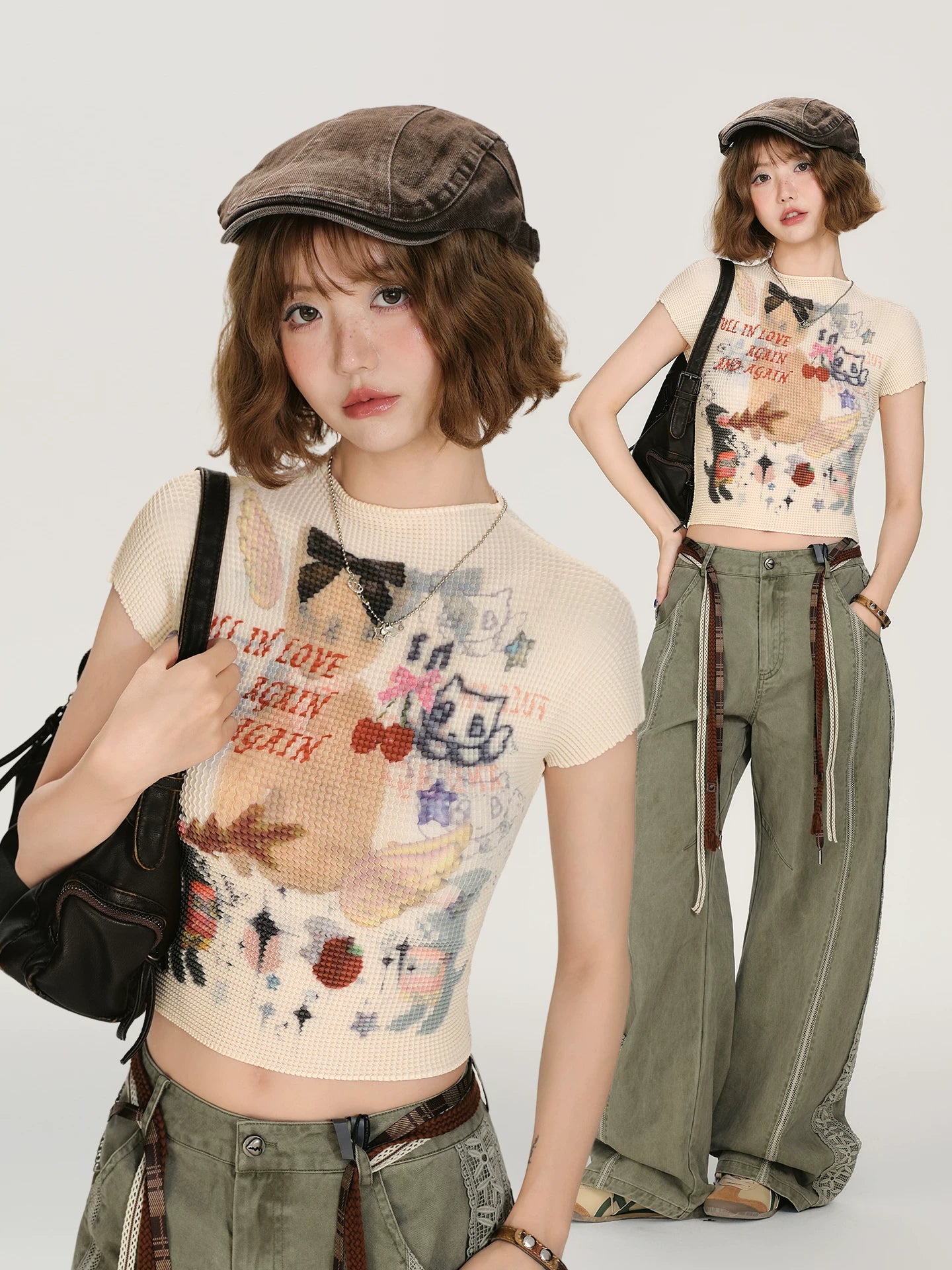 Girlyhalo Vintage Short Slim Fit Tee